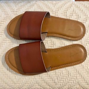 Faux Leather Slide Sandals